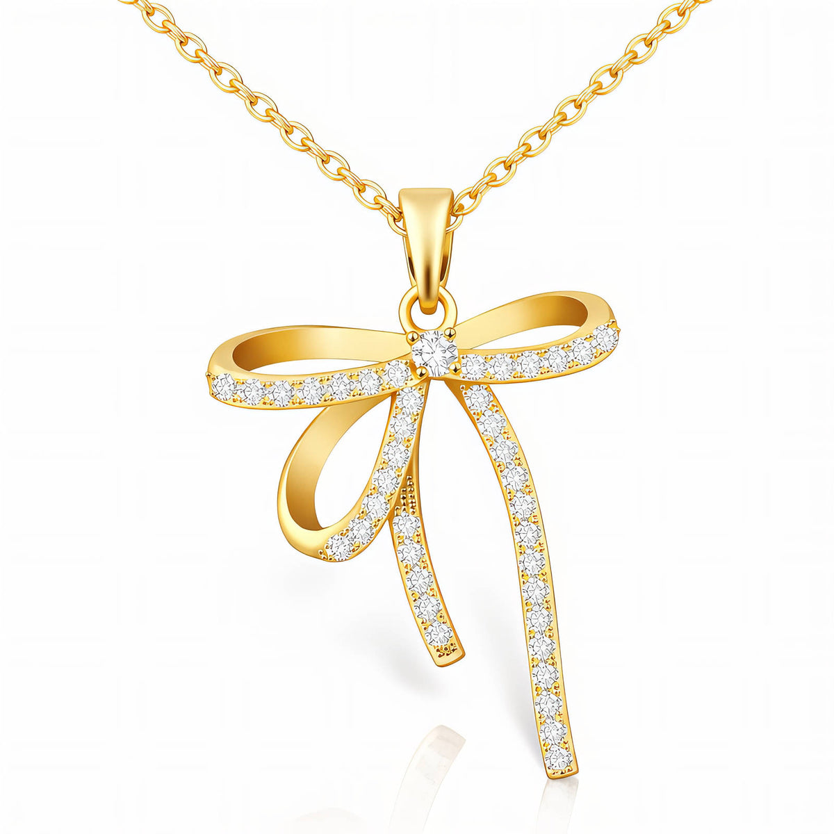Náhrdelník "Mašľa", oceľ pozlátená 18K zlatom